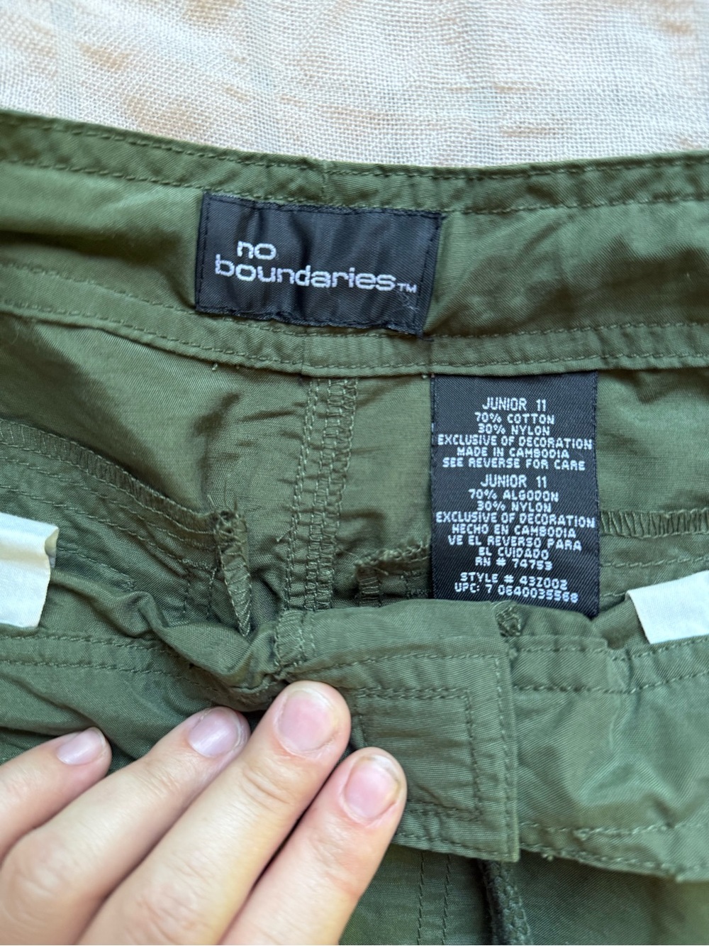 Vintage 2000s No Boundaries Olive Green Junior Cargo Shorts Kim Possible y2k